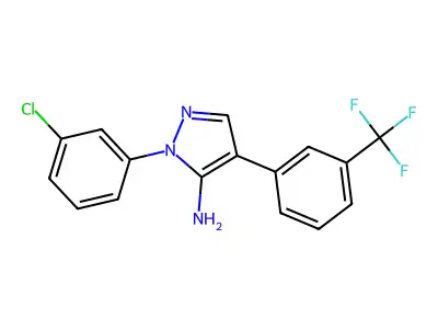 1-(3-chlorophenyl)-4-[3-(trifluoromethyl)phenyl]-1H-pyrazol-5-amine structure