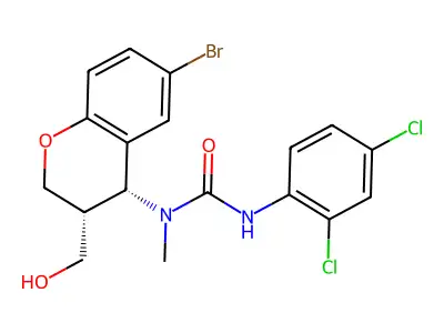 1-[6-bromo-3-(hydroxymethyl)-3,4-dihydro-2H-chromen-4-yl]-3-(2,4-dichlorophenyl)-1-methylurea structure