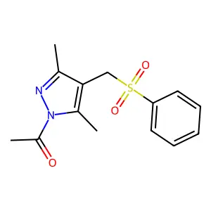 1-{3,5-dimethyl-4-[(phenylsulfonyl)methyl]-1H-pyrazol-1-yl}-1-ethanone structure