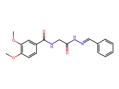 N-[2-(2-benzylidenehydrazinyl)-2-oxoethyl]-3,4-dimethoxybenzamide structure