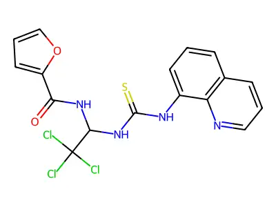 N-[2,2,2-trichloro-1-(quinolin-8-ylcarbamothioylamino)ethyl]furan-2-carboxamide structure