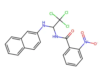 2-nitro-N-[2,2,2-trichloro-1-(2-naphthylamino)ethyl]benzamide structure