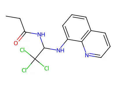N-[2,2,2-trichloro-1-(quinolin-8-ylamino)ethyl]propanamide structure