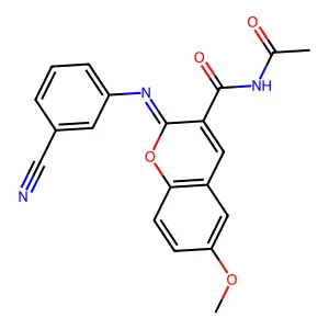 (2Z)-N-acetyl-2-[(3-cyanophenyl)imino]-6-methoxy-2H-chromene-3-carboxamide structure