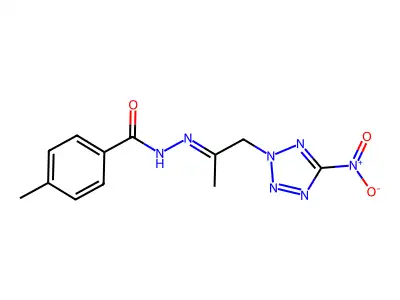 N'-(2-{5-nitro-2H-tetraazol-2-yl}-1-methylethylidene)-4-methylbenzohydrazide structure