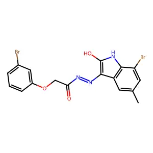 N'-(7-bromo-5-methyl-2-oxo-1,2-dihydro-3H-indol-3-ylidene)-2-(3-bromophenoxy)acetohydrazide structure