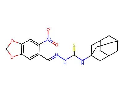 1-(1-Adamantyl)-3-[(6-nitro-1,3-benzodioxol-5-yl)methylideneamino]thiourea structure