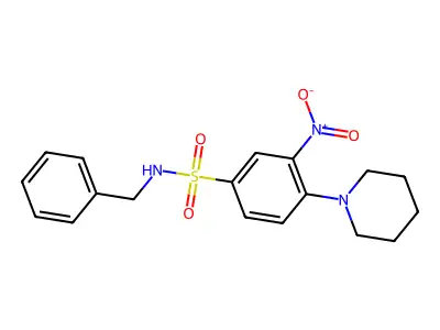 N-benzyl-3-nitro-4-piperidin-1-ylbenzenesulfonamide structure