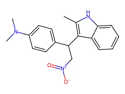 N,N-dimethyl-4-[1-(2-methyl-1H-indol-3-yl)-2-nitroethyl]aniline structure