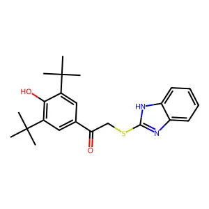 2-(1H-benzimidazol-2-ylsulfanyl)-1-(3,5-ditert-butyl-4-hydroxyphenyl)ethanone structure