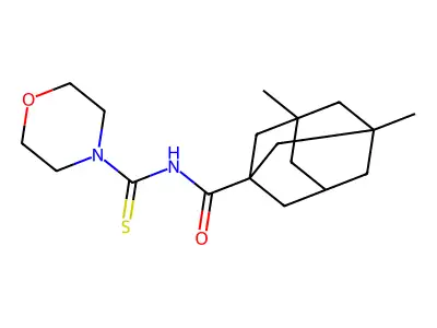 3,5-dimethyl-N-(morpholine-4-carbothioyl)adamantane-1-carboxamide structure