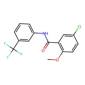 5-chloro-2-methoxy-N-[3-(trifluoromethyl)phenyl]benzamide structure