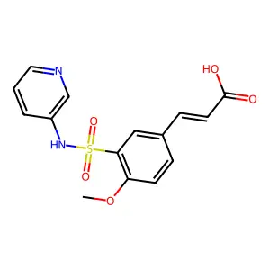 (E)-3-[4-methoxy-3-(pyridin-1-ium-3-ylsulfamoyl)phenyl]prop-2-enoate structure