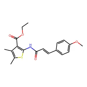 Ethyl 2-{[3-(4-methoxyphenyl)acryloyl]amino}-4,5-dimethyl-3-thiophenecarboxylate structure
