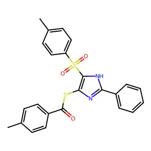S-(2-phenyl-4-tosyl-1H-imidazol-5-yl) 4-methylbenzothioate structure