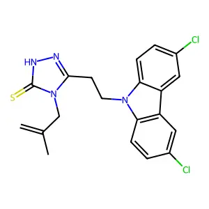 5-[2-(3,6-dichloro-9H-carbazol-9-yl)ethyl]-4-(2-methylprop-2-en-1-yl)-4H-1,2,4-triazole-3-thiol structure
