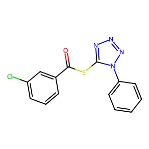 S-(1-phenyl-1H-tetrazol-5-yl) 3-chlorobenzothioate structure