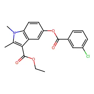 ethyl 5-[(3-chlorobenzoyl)oxy]-1,2-dimethyl-1H-indole-3-carboxylate structure