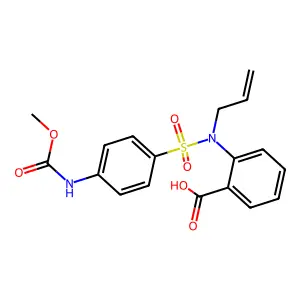 2-[N-(prop-2-en-1-yl)4-[(methoxycarbonyl)amino]benzenesulfonamido]benzoic acid structure