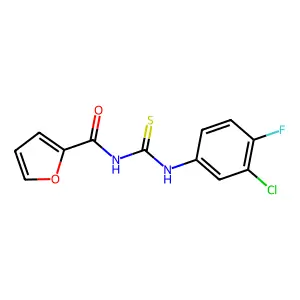 N-[(3-chloro-4-fluorophenyl)carbamothioyl]furan-2-carboxamide structure
