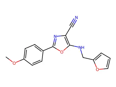 5-(2-Furanylmethylamino)-2-(4-methoxyphenyl)-4-oxazolecarbonitrile structure