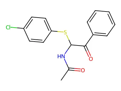N-{1-[(4-chlorophenyl)sulfanyl]-2-oxo-2-phenylethyl}acetamide structure