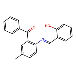 (E)-(2-((2-hydroxybenzylidene)amino)-5-methylphenyl)(phenyl)methanone structure