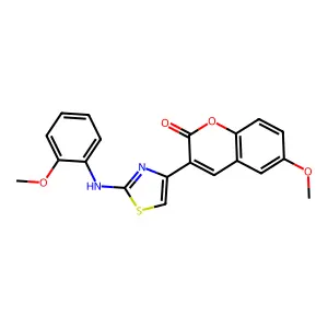 6-methoxy-3-{2-[(2-methoxyphenyl)amino]-1,3-thiazol-4-yl}-2H-chromen-2-one structure
