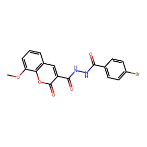 N'-(4-bromobenzoyl)-8-methoxy-2-oxochromene-3-carbohydrazide structure