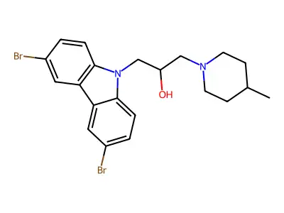 1-(3,6-dibromo-9H-carbazol-9-yl)-3-(4-methylpiperidin-1-yl)propan-2-ol structure