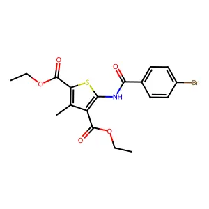 Diethyl 5-(4-bromobenzamido)-3-methylthiophene-2,4-dicarboxylate structure