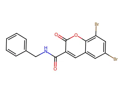 N-benzyl-6,8-dibromo-2-oxo-2H-chromene-3-carboxamide structure