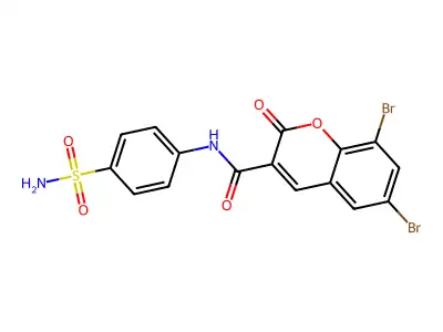 6,8-dibromo-2-oxo-N-(4-sulfamoylphenyl)-2H-chromene-3-carboxamide structure