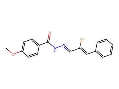 N-[(E)-[(Z)-2-bromo-3-phenylprop-2-enylidene]amino]-4-methoxybenzamide structure