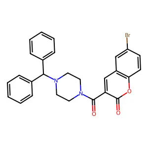 6-bromo-3-[4-(diphenylmethyl)piperazine-1-carbonyl]-2H-chromen-2-one structure