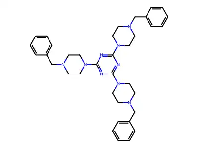 2,4,6-Tris(4-benzylpiperazin-1-yl)-1,3,5-triazine structure
