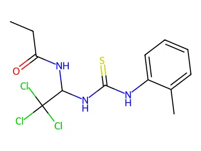 N-[2,2,2-trichloro-1-[(2-methylphenyl)carbamothioylamino]ethyl]propanamide structure