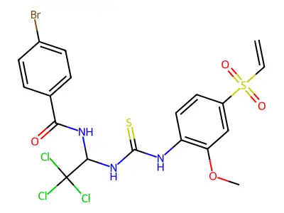 4-bromo-N-[2,2,2-trichloro-1-[(4-ethenylsulfonyl-2-methoxyphenyl)carbamothioylamino]ethyl]benzamide structure
