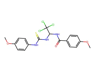 4-methoxy-N-(2,2,2-trichloro-1-{[(4-methoxyphenyl)carbamothioyl]amino}ethyl)benzamide structure