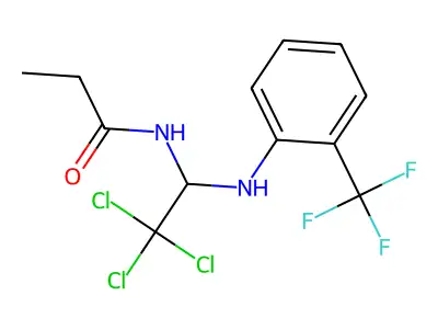 N-[2,2,2-trichloro-1-[2-(trifluoromethyl)anilino]ethyl]propanamide structure