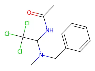 N-{1-[benzyl(methyl)amino]-2,2,2-trichloroethyl}acetamide structure