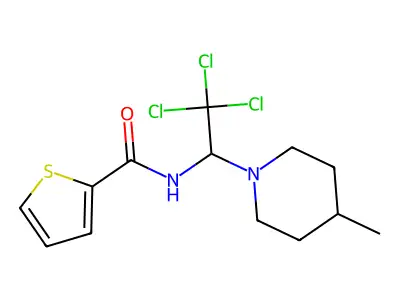 N-[2,2,2-trichloro-1-(4-methylpiperidin-1-yl)ethyl]thiophene-2-carboxamide structure