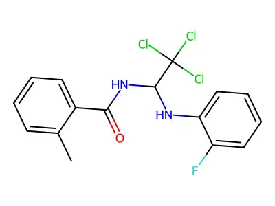 2-methyl-N-[2,2,2-trichloro-1-(2-fluoroanilino)ethyl]benzamide structure
