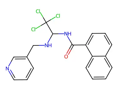 N-[2,2,2-trichloro-1-(pyridin-3-ylmethylamino)ethyl]naphthalene-1-carboxamide structure