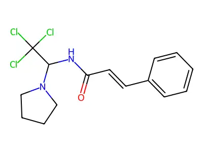3-phenyl-N-(2,2,2-trichloro-1-pyrrolidin-1-ylethyl)prop-2-enamide structure