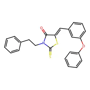3-phenethyl-5-[(Z)-1-(3-phenoxyphenyl)methylidene]-2-thioxo-1,3-thiazolan-4-one structure