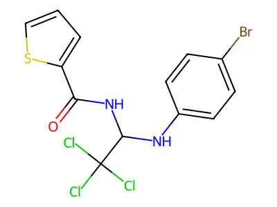 N-[1-(4-bromoanilino)-2,2,2-trichloroethyl]thiophene-2-carboxamide structure