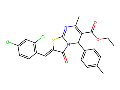 Ethyl 2-(2,4-dichlorobenzylidene)-7-methyl-3-oxo-5-(p-tolyl)-3,5-dihydro-2H-thiazolo[3,2-a]pyrimidine-6-carboxylate structure