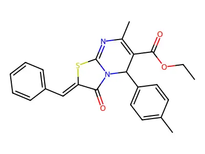 ETHYL (2E)-2-BENZYLIDENE-7-METHYL-5-(4-METHYLPHENYL)-3-OXO-2,3-DIHYDRO-5H-[1,3]THIAZOLO[3,2-A]PYRIMIDINE-6-CARBOXYLATE structure