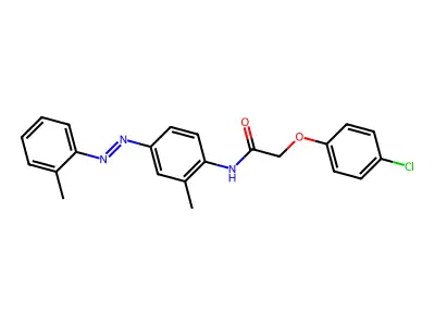 2-(4-chlorophenoxy)-N-{2-methyl-4-[(E)-(2-methylphenyl)diazenyl]phenyl}acetamide structure